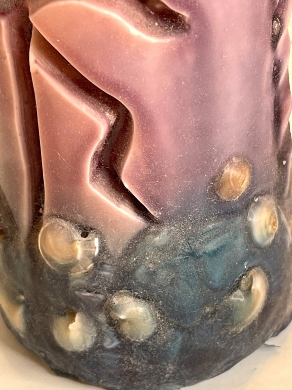 Inlay Pillar Art Candle Glow Through Carved Flamingo Palm Tree Shell Y2k Vintage - Picture 7 of 11